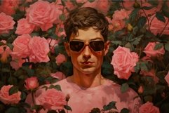 Charming Man posing in rose village garden. Generate ai Product Image 1