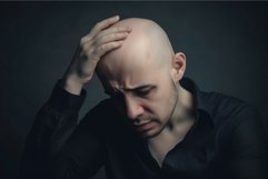 Man sad face bald head portrait. Generate Ai Product Image 1