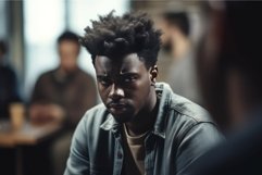 Sad black man support. Generate Ai Product Image 1