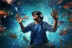 Visceral Man vr reality splash. Generate Ai Product Image 1