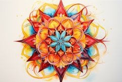 Symmetrical Mandala drawing watercolor. Generate Ai Product Image 1