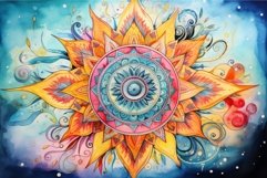 Spiritual Mandala drawing watercolor. Generate Ai Product Image 1