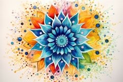 Colorful Mandala drawing watercolor. Generate Ai Product Image 1