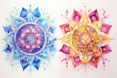 Therapeutic Mandala drawing watercolor. Generate Ai Product Image 1