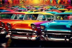 Vibrant Car colorful graveyard. Generate Ai Product Image 1