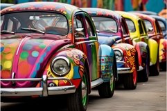 Unusual Car colorful graveyard. Generate Ai Product Image 1