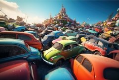 Car colorful graveyard. Generate Ai Product Image 1