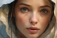 Serene Saint Mary portrait closeup. Generate Ai Product Image 1