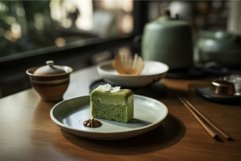 Matcha green dessert plate. Generate ai Product Image 1