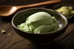 Matcha ice cream on table. Generate Ai Product Image 1