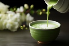 Matcha tea poured into cup. Generate Ai Product Image 1