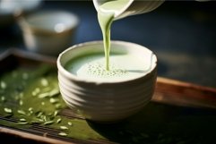 Matcha tea poured cup flavor. Generate Ai Product Image 1