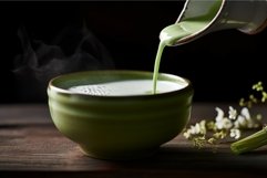Matcha tea poured cup ceremony. Generate Ai Product Image 1