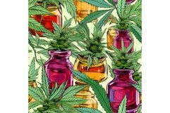 Vivid Medical marijuana art seamless pattern. Generate Ai Product Image 1