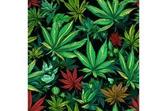 Calming Medical marijuana art seamless pattern. Generate Ai Product Image 1