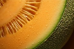 Textured Melon half closeup. Generate Ai Product Image 1
