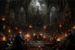Dark fantasy ritual gathering in gothic cathedral Product Image 1