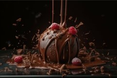 Milk chocolate drink cherry. Generate Ai Product Image 1