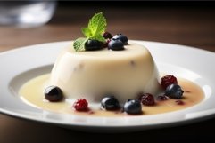Milk pudding dessert berry. Generate Ai Product Image 1