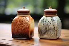 Delicate Ceramic tea caddies. Generate Ai Product Image 1