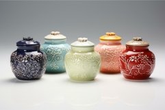 Glossy Ceramic tea caddies. Generate Ai Product Image 1