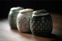 Ceramic tea caddies pots. Generate Ai Product Image 1