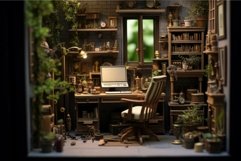 Compact Miniature office workspace. Generate Ai Product Image 1