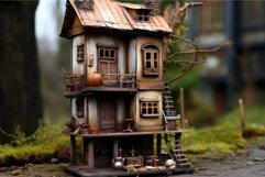 Charming Miniature wooden house at winter. Generate Ai Product Image 1