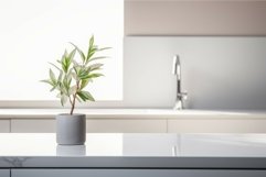 Minimalistic kitchen white table. Generate Ai Product Image 1