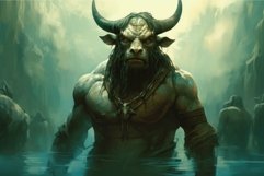 Intriguing Minotaur myth illustration. Generate Ai Product Image 1