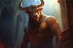 Mythical Minotaur myth illustration. Generate Ai Product Image 1
