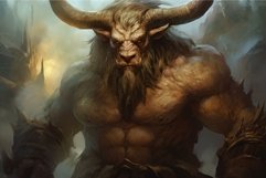 Minotaur myth with man warrior illustration. Generate Ai Product Image 1