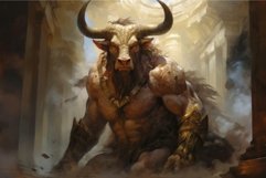 Captivating Minotaur myth with man warrior illustration. Gen Product Image 1