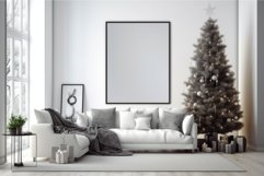 Poster frame living room fir tree. Generate Ai Product Image 1