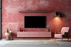 Cabinet tv red wall. Generate Ai Product Image 1