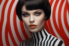 Elegant Glamour model portrait on red stripes style. Generat Product Image 1