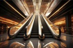 Modern escalators in a contemporary office lobby Product Image 1