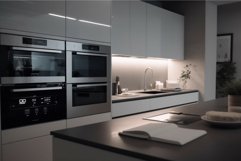 Modern kitchen interior evening. Generate Ai Product Image 1
