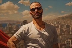 Confident Lebanese man suit face. Generate Ai Product Image 1