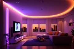 Modern living room colors lights. Generate Ai Product Image 1