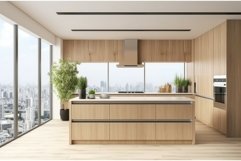 Modern wooden kitchen. Generate Ai Product Image 1