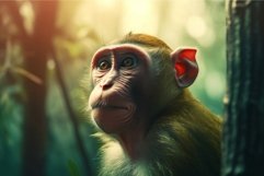 Monkey jungle tree photo closeup. Generate Ai Product Image 1