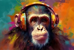 Monkey headphones color music. Generate Ai Product Image 1
