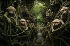 Mystical Monkey tree forest. Generate Ai Product Image 1
