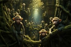 Verdant Monkey tree forest. Generate Ai Product Image 1