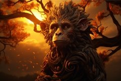 Verdant Monkey tree forest sunlight. Generate Ai Product Image 1