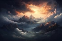 Ethereal Mountain clouds. Generate Ai Product Image 1