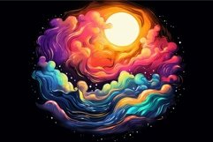 Luminous Moon colorful detailed sky. Generate Ai Product Image 1