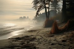 Captivating Morning foggy beach sunset. Generate Ai Product Image 1