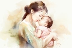 Mother baby love watercolor. Generate Ai Product Image 1